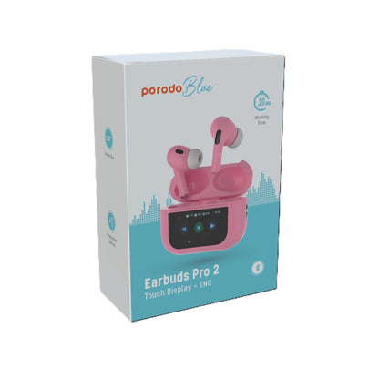 Porodo Blue AirPods Pro 2 with Touch Display | ANC &amp; ENC