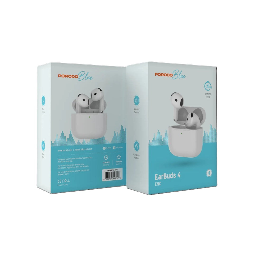 Porodo Blue Earbuds 4 with ENC &amp; Type-C