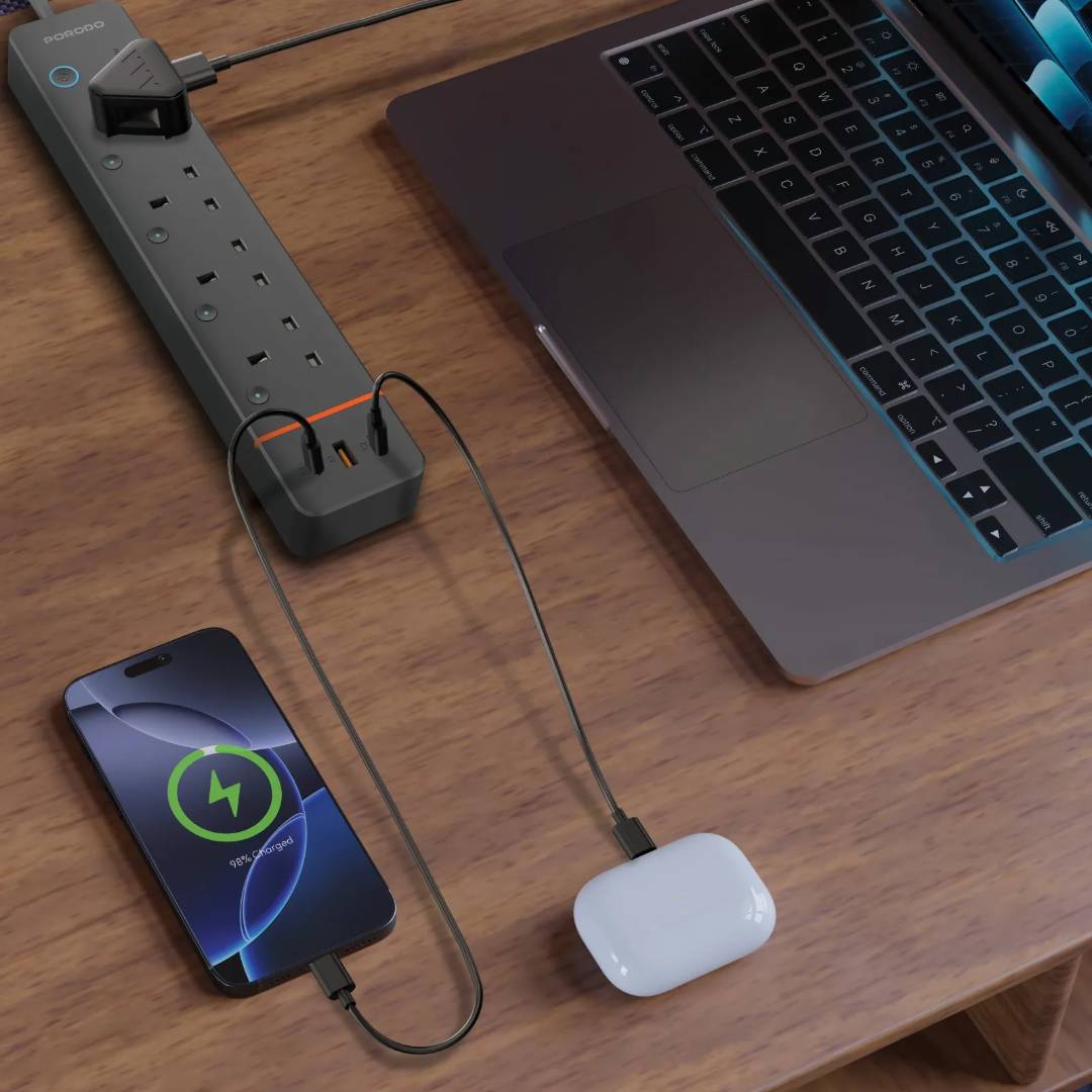 Porodo Chargelink Smart Power Strip (4AC &amp; USB-C Ports)