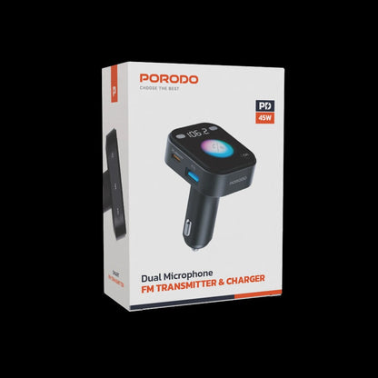 Porodo Dual Microphone FM Transmitter &amp; Charger