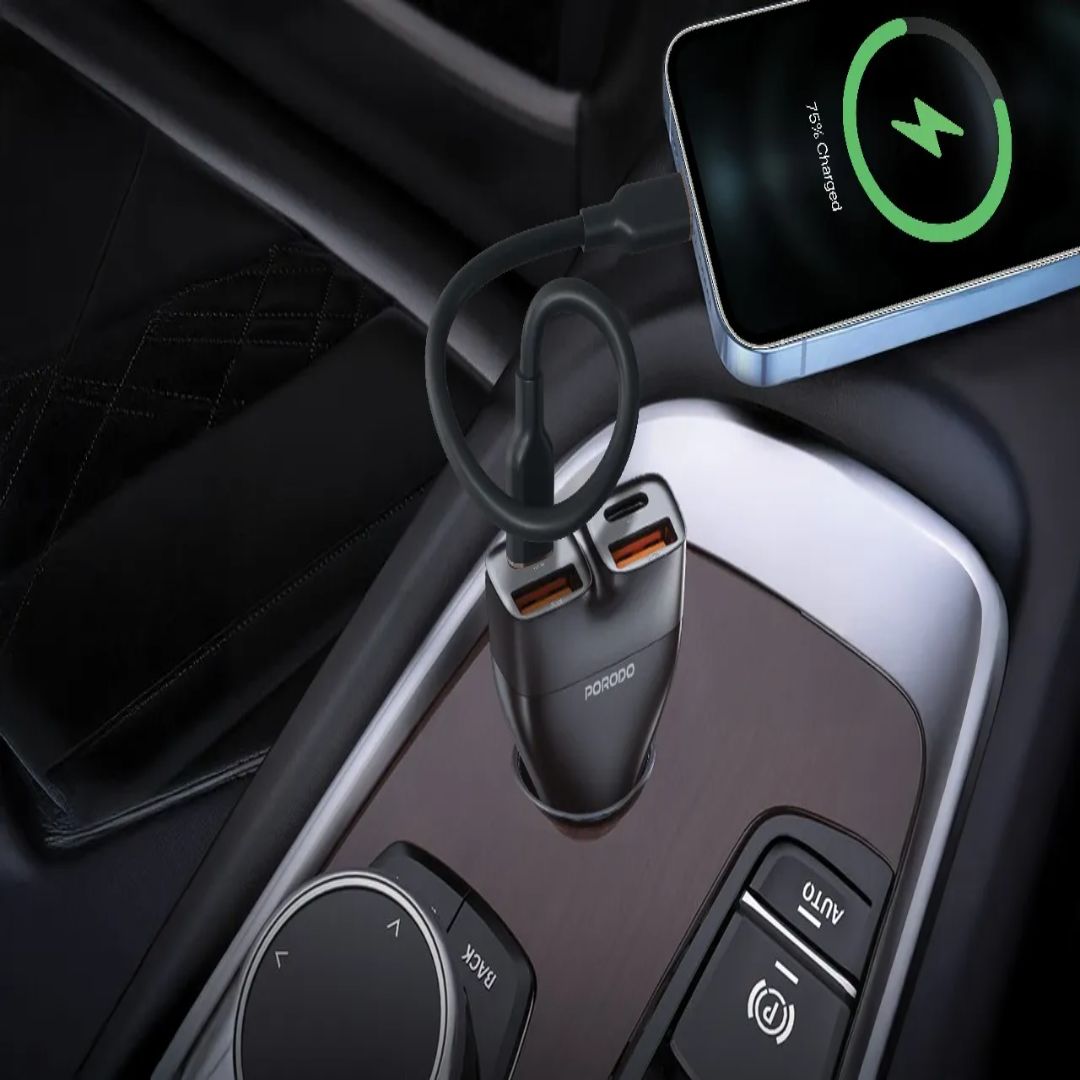 Porodo Dualpower 102W Car Charger with USB-C to USB-C Cable