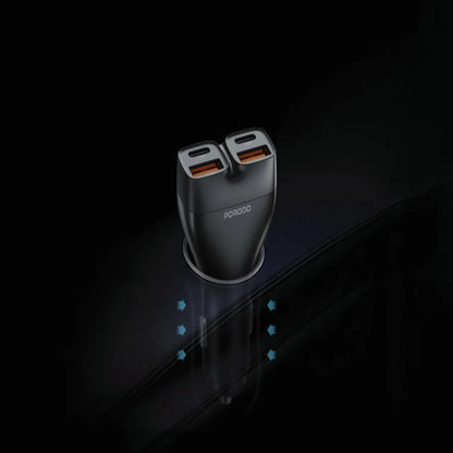 Porodo Dualpower 102W Car Charger with USB-C to USB-C Cable