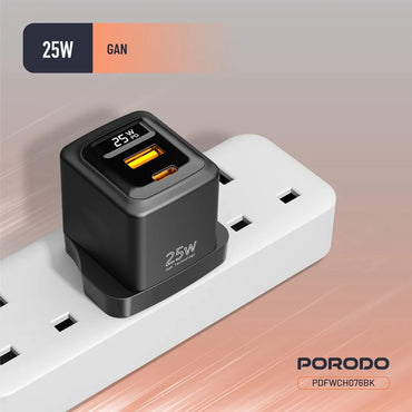 Porodo GaN 25W Dual-Port Wall Charger