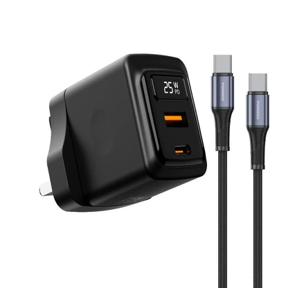 Porodo GaN 25W Dual-Port Wall Charger With Type-C to Type-C Cable