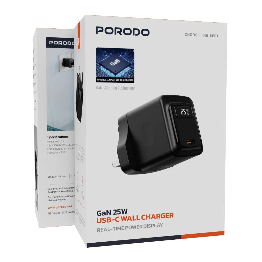 Porodo GaN 25W USB-C Wall Charger