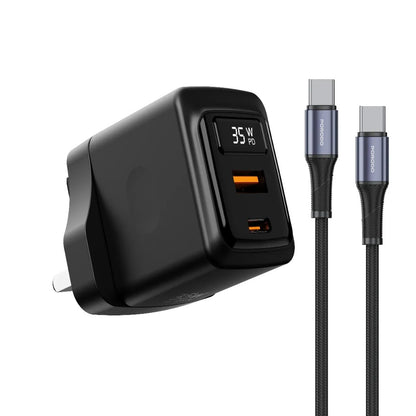 Porodo GaN 35W Dual-Port Wall Charger with Type-C to Type-C Cable