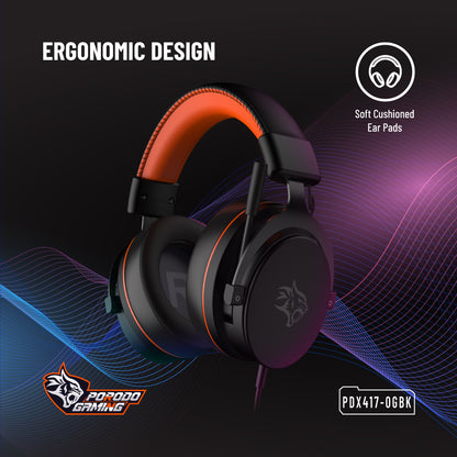 Porodo Gaming 7.1 Surround Headset | Soft Ear Pads &amp; Noise-Canceling Mic