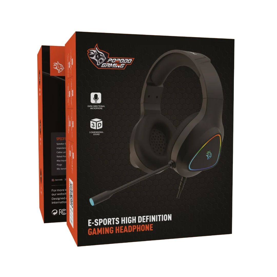 Porodo Gaming RGB Headphone | HD Sound &amp; Noise-Cancelling Mic