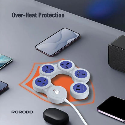Porodo Multi-Socket Strip | Universal AC &amp; USB-C PD | 1.8m