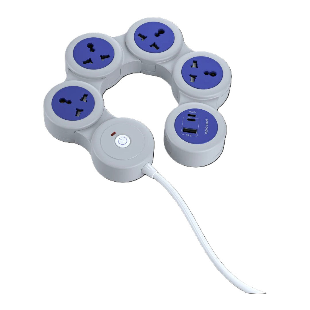 Porodo Multi-Socket Strip | Universal AC &amp; USB-C PD | 1.8m