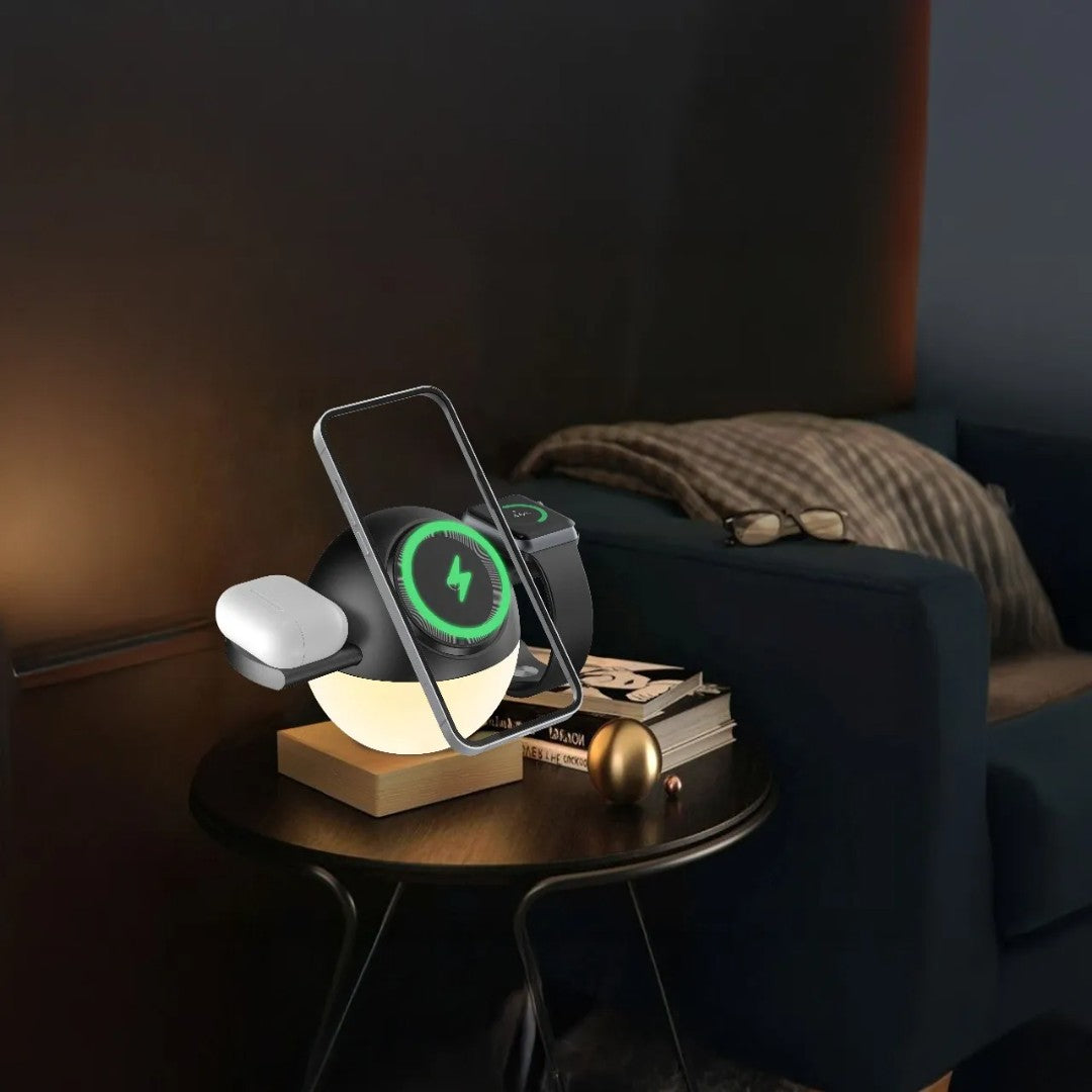 Porodo Orbix 3-in-1 Wireless Charger with Adjustable Ambient Light