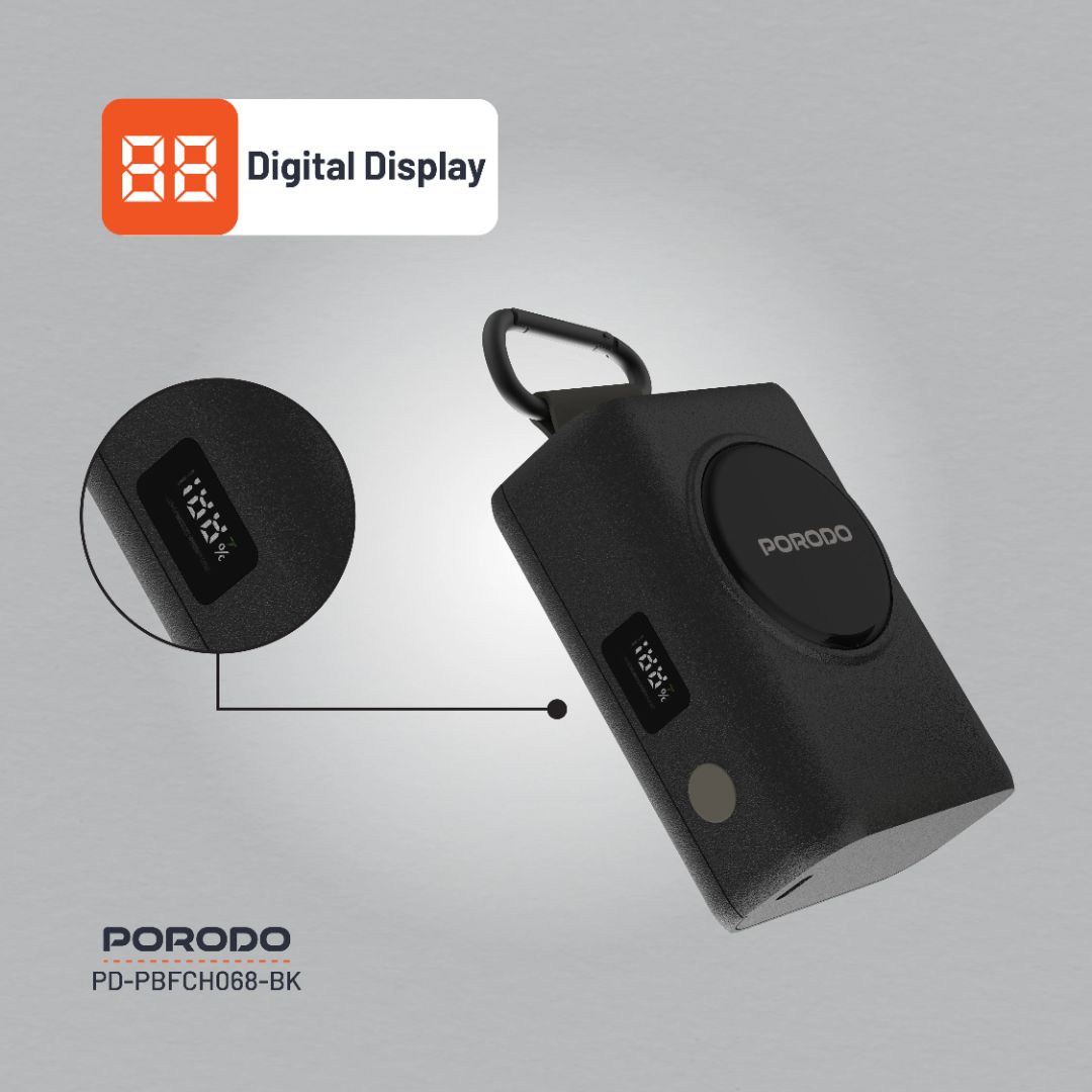 Porodo PB068 10000mAh Power Bank – 45W Fast Charging with Built-in Cable