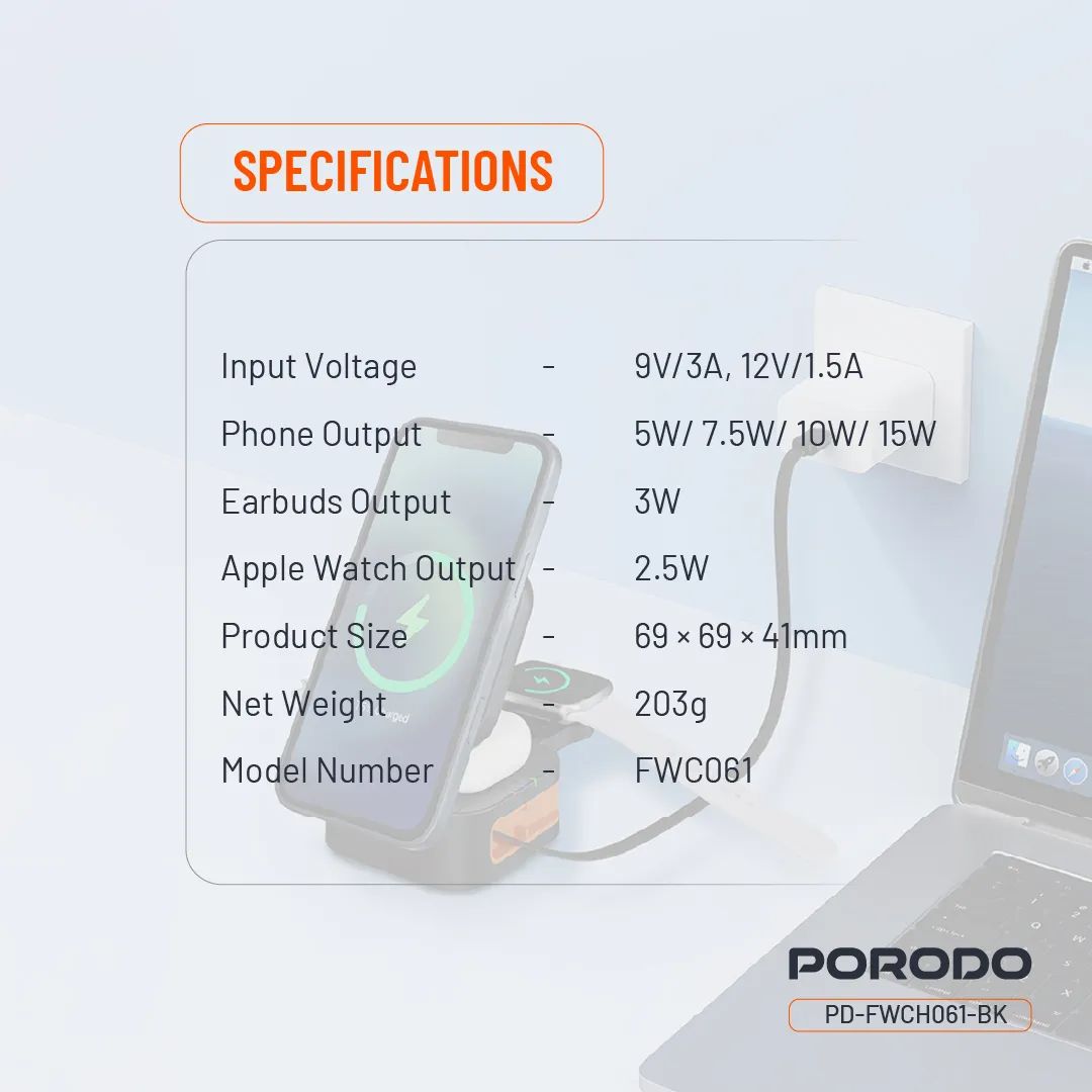 Porodo Pocket-Sized Folding Wireless Charger