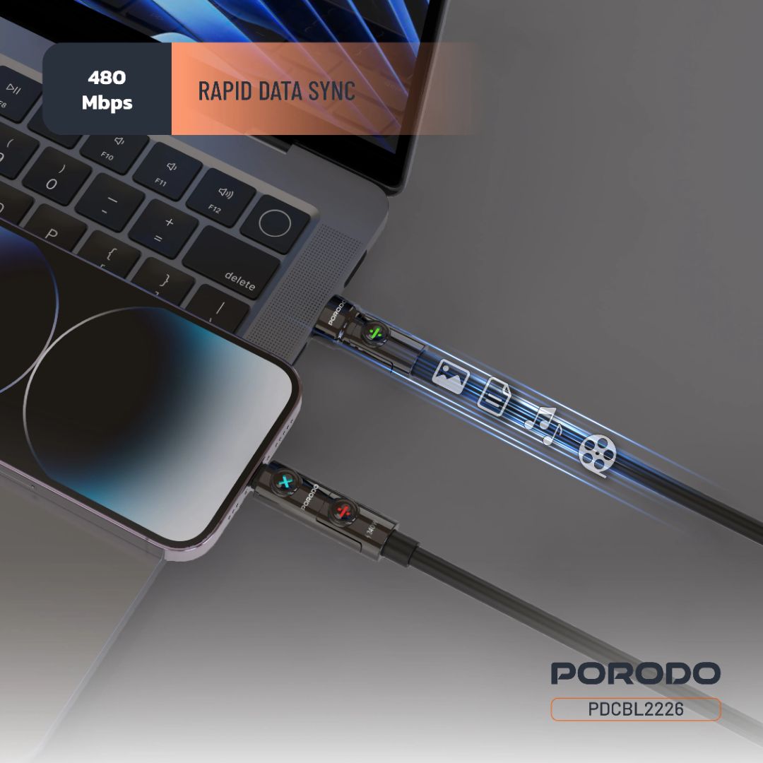 Porodo Powerglow 4-in-1 High-Speed Charging Cable PD 240W