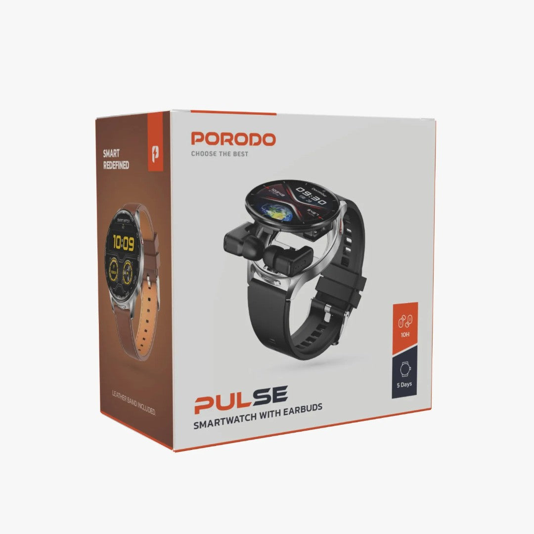 Porodo Pulse Smartwatch With Earbuds – 2 in 1 Innovation