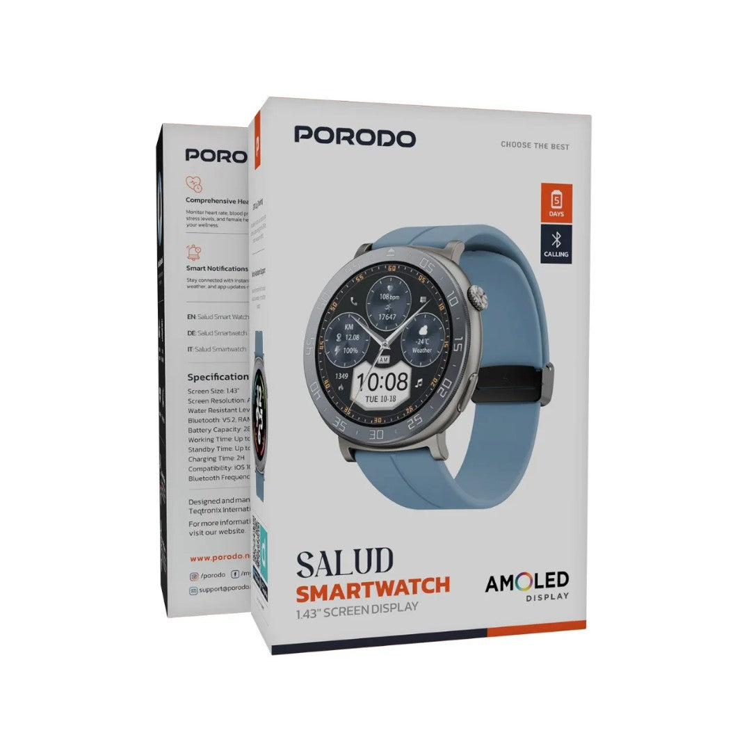 Porodo Salud Smart Watch 1.43" AMOLED Display