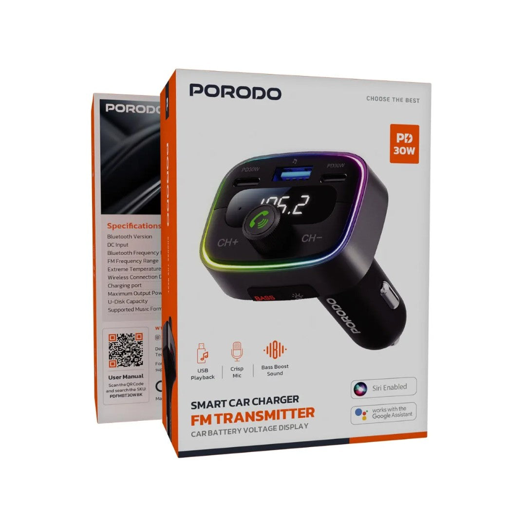 Porodo Smart Car Charger FM Transmitter