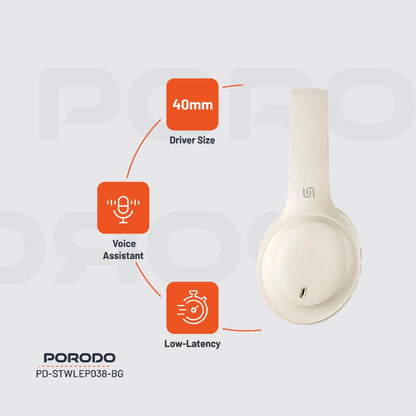 Porodo Soundtec PRIMO Wireless Headphone | ENC &amp; Low-Latency Gaming Mode