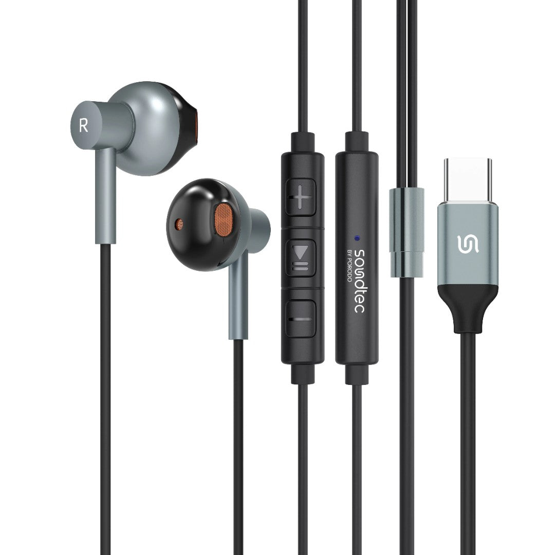Porodo Soundtec Stereo Earphones with Type-C Connector