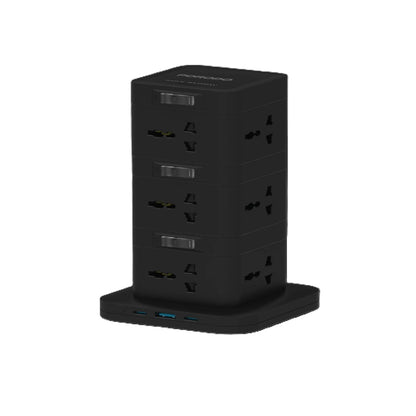 Porodo Three-Story 12AC Power Hub with USB-C PD &amp; Quick Charge 3.0