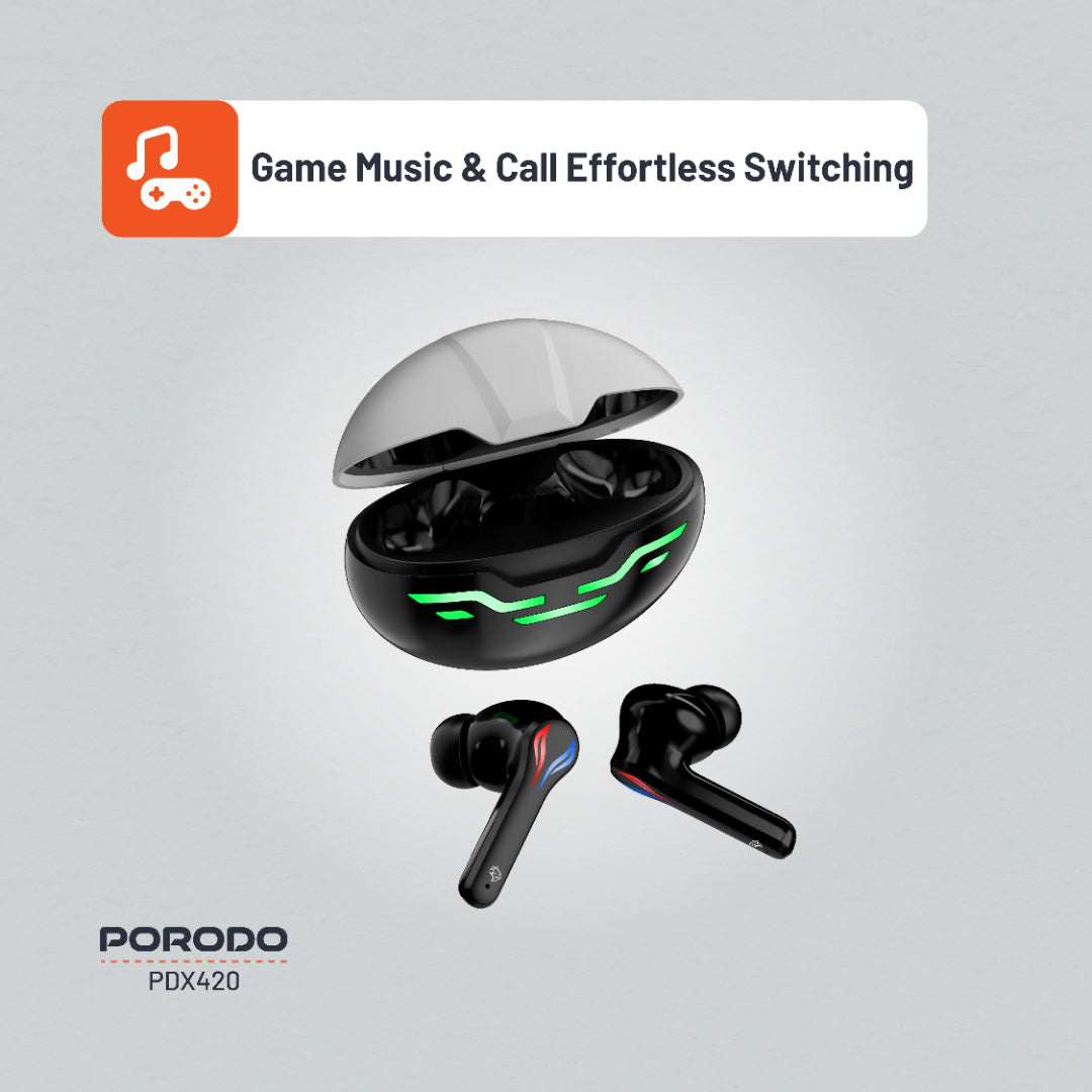 Porodo Ultra Low-Latency Gaming Earbuds | ENC &amp; RGB Lights