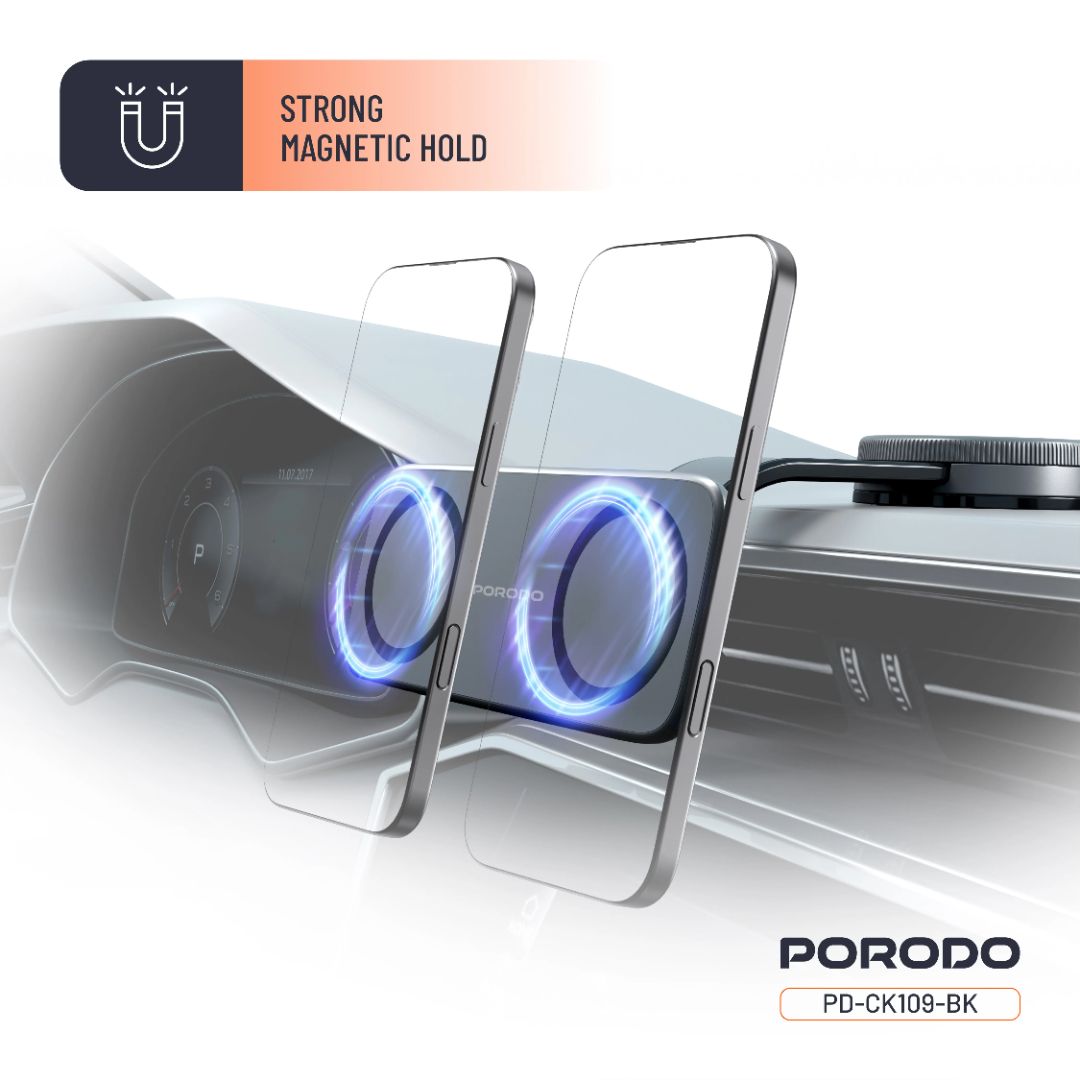 Porodo Vacuum &amp; Adhesive Magnetic Car Mount