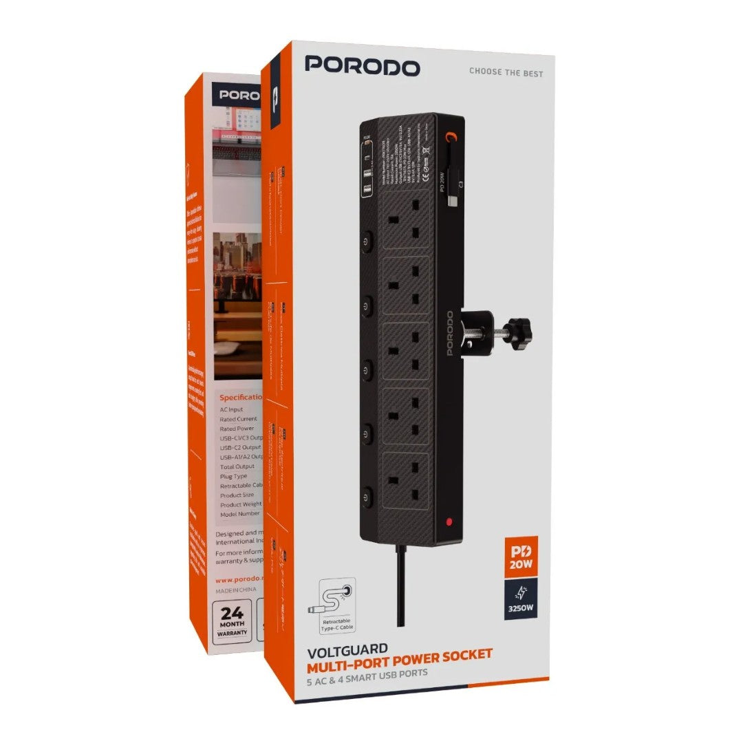 Porodo Voltguard Multi-Port Power Socket PD 20W