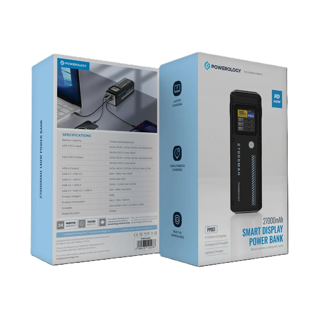 Powerology 27000mAh Smart Display Power Bank