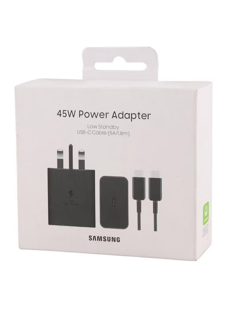 Samsung 45W Power Adapter with USB-C Cable 5A 1.8m Super Fast Charging for Compatible Devices