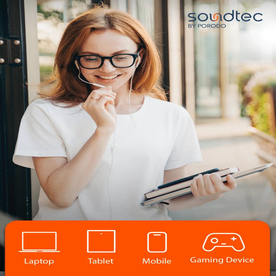 Soundtec By Porodo Stereo Earphones with 3.5mm Aux Connector