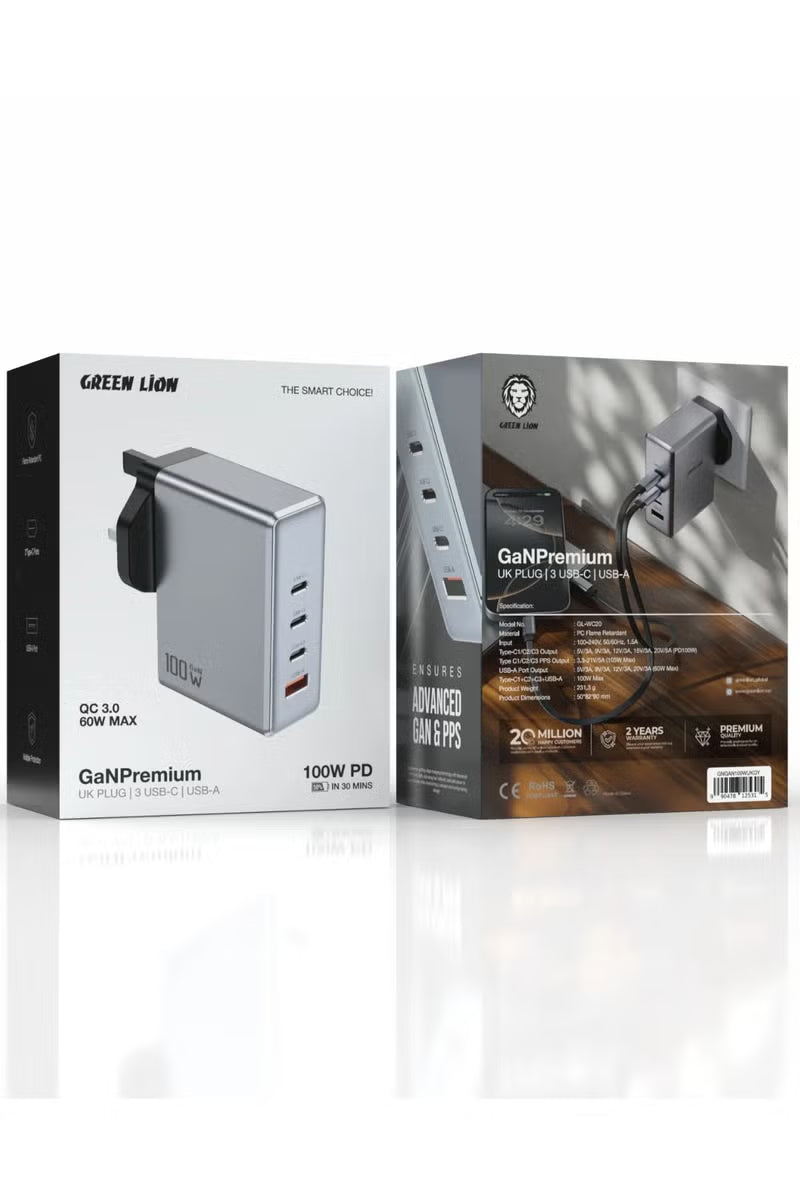 GaN Premium PD 100W UK Plug Wall Charger